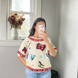 Vintage Hand knit by Berer Butterfly knit Top